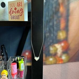 Kendra Scott Ari Heart Silver Pendant Necklace Dichroic Glass